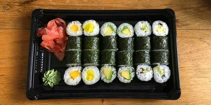 Makimono sety: 40–112 ks maki sushi vč. veganské varianty