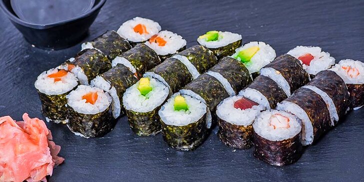 Makimono sety: 40–112 ks maki sushi vč. veganské varianty