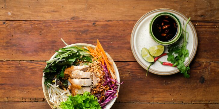 Vietnamská polévka nebo nudle a závitky podle výběru pro 1 i 2 osoby