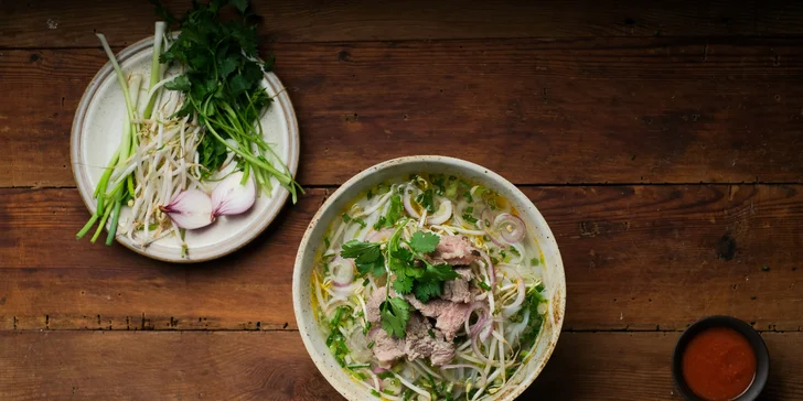 Vietnamská polévka nebo nudle a závitky podle výběru pro 1 i 2 osoby