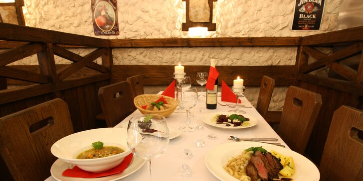 4chodové menu v restauraci s výhledem na Lysou horu: kachní prsa nebo pstruh i lahev vína