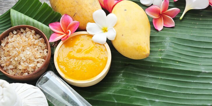 Exotická mangová thajská olejová masáž, relaxace a nápoj