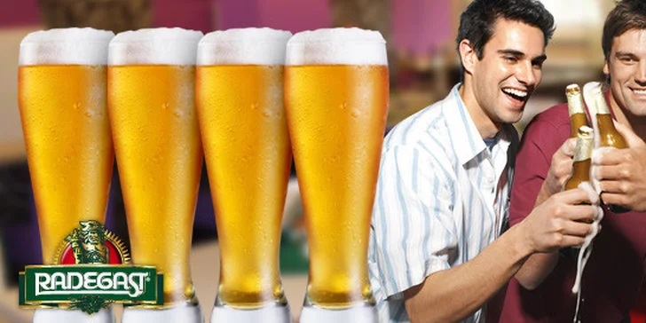 55 Kč za ČTYŘI velká tanková piva Radegast 12°. Lahodné, nepasterované a vždy čerstvé pivo. Pravá chuť piva se 47% slevou.