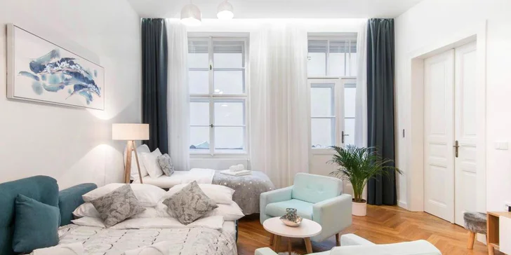 Pobyt v srdci Prahy: moderní apartmány u Václavského nám. až pro 5 osob
