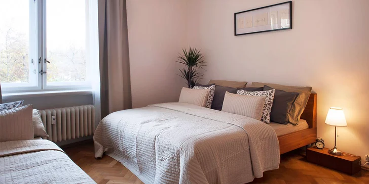 Pobyt na pražských Vinohradech: apartmán s kuchyňkou až pro 6 osob
