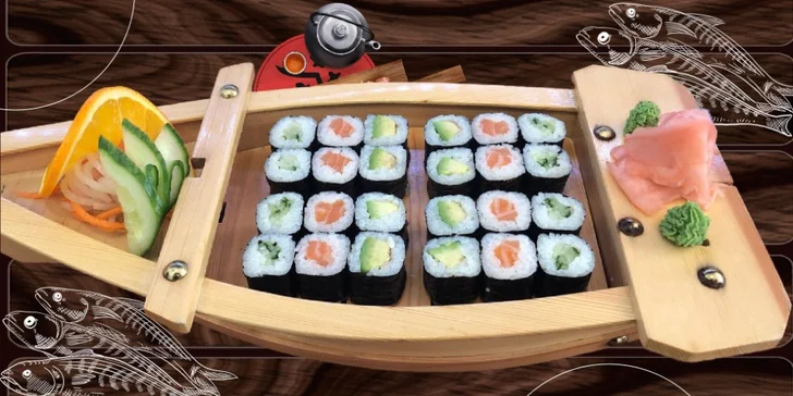 Sushi sety ve Vysočanech: až 54 ks sushi, minizávitky i miso polévky