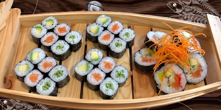 Sushi sety v restauraci ve Vysočanech: až 54 ks sushi, minizávitky i polévky