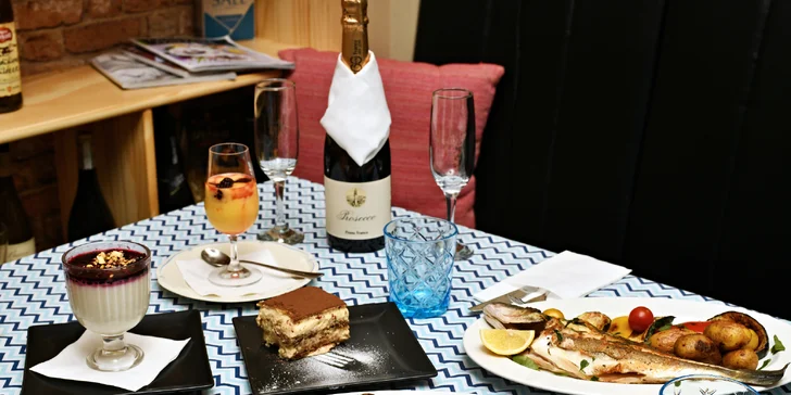 Degustační menu pro 2 osoby: marinovaná chobotnice i mořský vlk na grilu