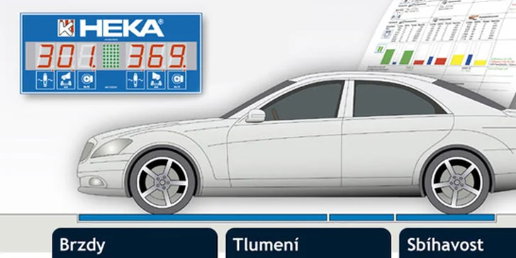 179 Kč za diagnostiku podvozku na dráze HEKA včetně vizuální a mechanické kontroly. Test brzd, tlumičů i sbíhavosti náprav se slevou 60 %.