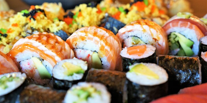 Set 26, 43 nebo 63 ks sushi s avokádem, lososem, tuňákem i okurkou