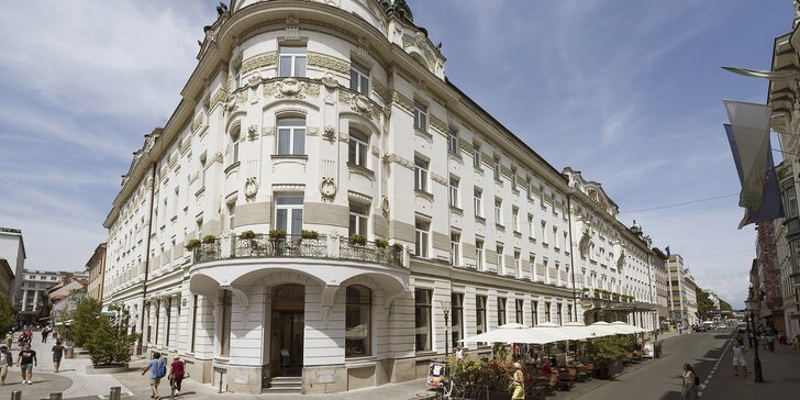 Luxusní pobyt ve Slovinsku: secesní hotel v centru Lublaně, snídaně a neomezeně bazén i sauny