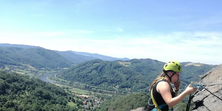 Kurz Via Ferrata lezení Vrabinec vč. výhledů do údolí Labe