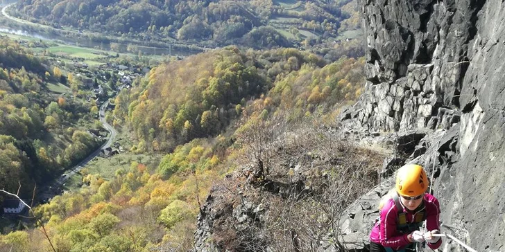Kurz Via Ferrata lezení Vrabinec vč. výhledů do údolí Labe