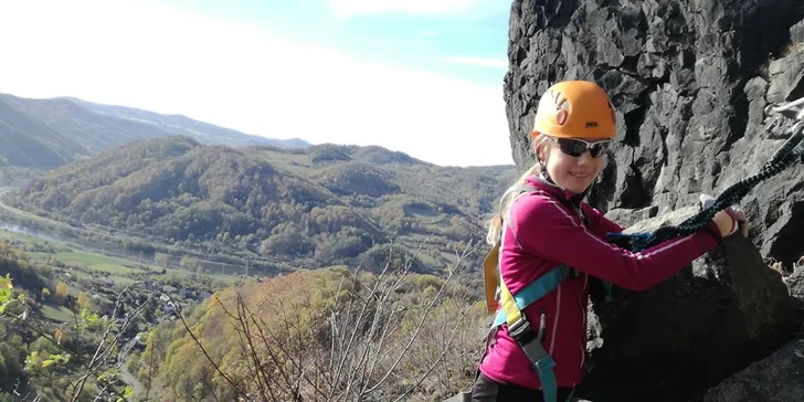 Kurz Via Ferrata lezení Vrabinec vč. výhledů do údolí Labe