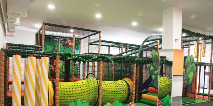 Celodenní vstup do herny pro děti: skluzavka, trampolína i opičí dráha