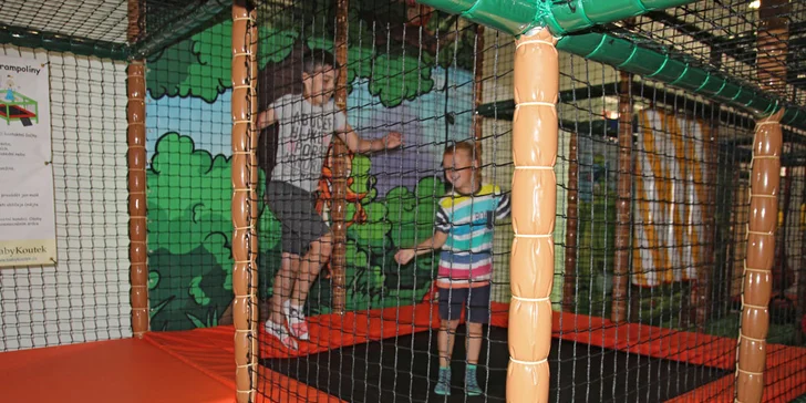 Celodenní vstup do herny pro děti: skluzavka, trampolína i opičí dráha