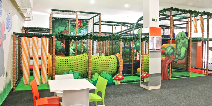 Celodenní vstup do herny pro děti: skluzavka, trampolína i opičí dráha