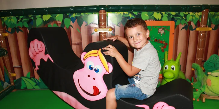 Celodenní vstup do herny pro děti: skluzavka, trampolína i opičí dráha