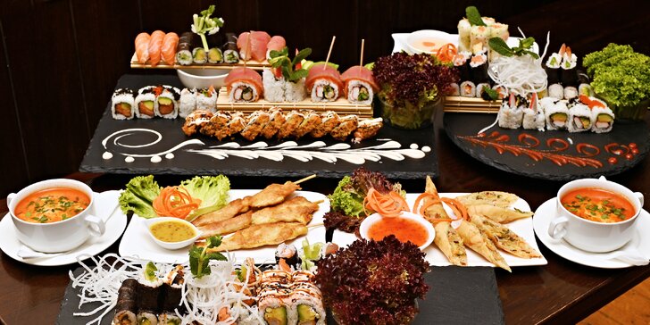 Sushi menu na Novém Městě: 24–57 rolek, saláty, závitky i kuřecí špízy
