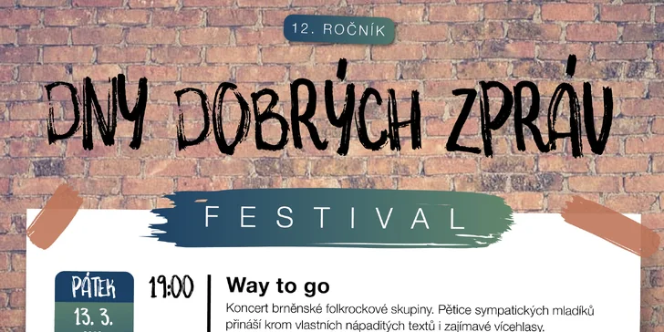 Vstupenka na multižánrový festival Dny dobrých zpráv