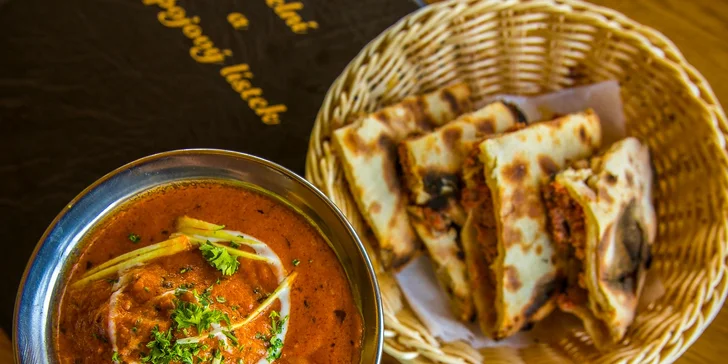 Tříchodové indické menu pro 2 i celou rodinu: masové i vegetariánské pokrmy