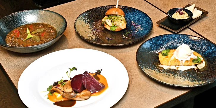 Degustační menu v kosmopolitní restauraci: s masem či vegetariánské i s vinným párováním