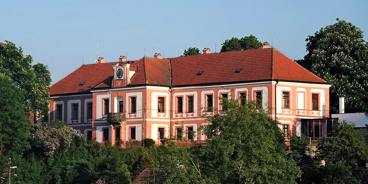 Pobyt v pokoji či apartmánu na zámku Lobeč: snídaně, láhev vína a piknikový koš či prohlídka zámku Stránov