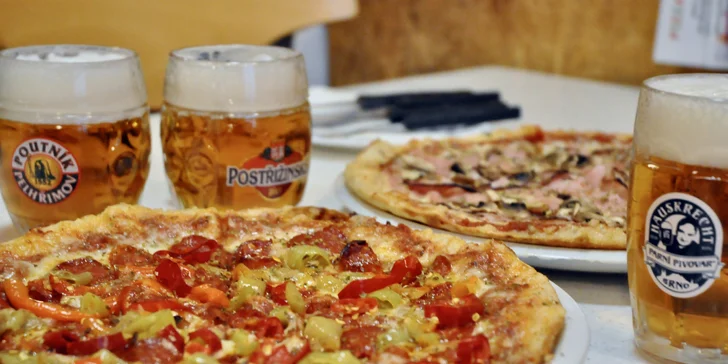 2 klasické pizzy nebo 1 velká: výběr z celého jídelního lístku