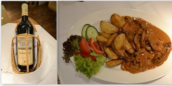 Hovězí Stroganoff pro dva v restauraci Septim