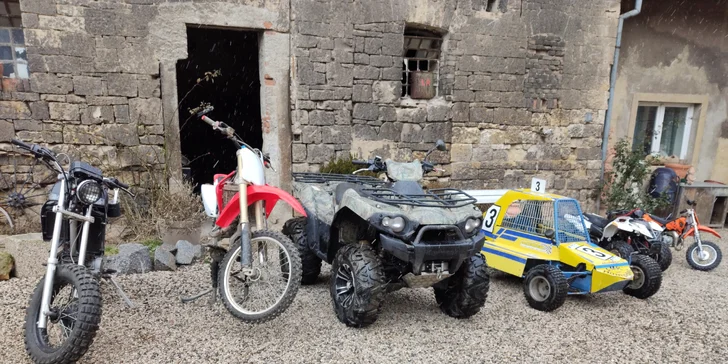 Adrenalinová jízda přírodou: Jízda na čtyřkolce Kawasaki Bruteforce 750, KTM sx 50/autokros nebo Buggy Honda