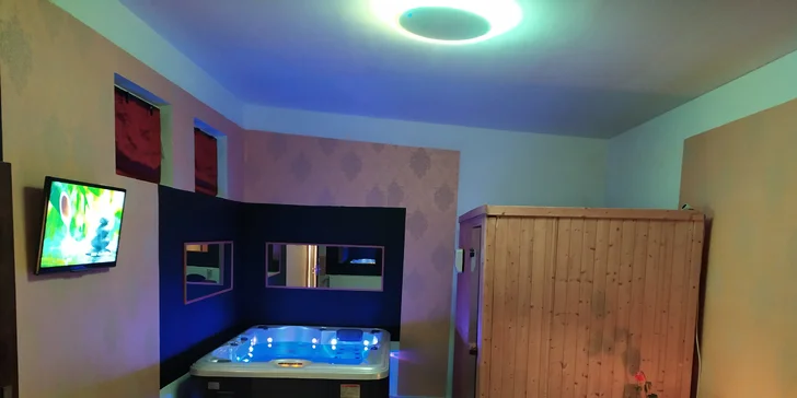 Relaxujte v soukromí: wellness s vířivkou a možností sauny na 60 minut i celou noc