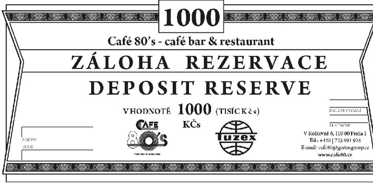 Voucher v hodnotě 500, 1000 či 2000 Kč na cokoliv v retro restauraci a klubu Cafe 80's: burgery, tapas i koktejly