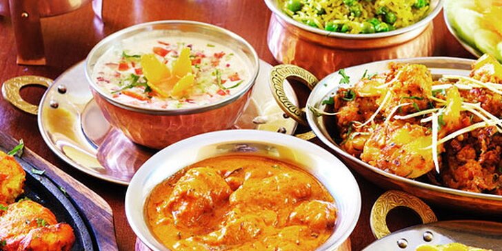 499 Kč za bohaté indické menu PRO DVĚ osoby v hodnotě 1045 Kč! Předkrmy, tři hlavní chody, dezerty i nápoje v restauraci Golden Tikka.