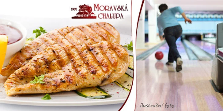 Dva steaky na grilu a kuželky v Moravské chalupě