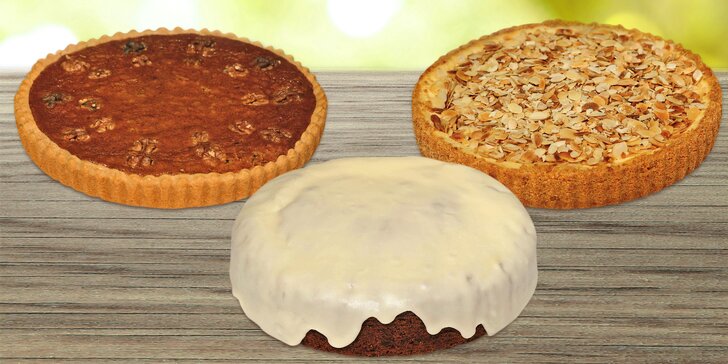 Skvělé dorty a koláče z pekárny Louskáček: ořechový koláč Louskáček, cheesecake a mrkvový dort