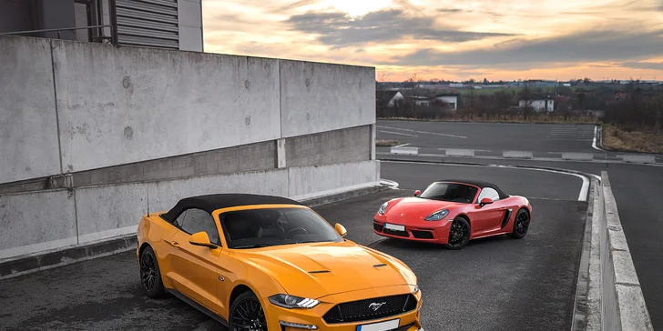 20–120 min. řízení nového Porsche 718 a Mustangu GT 5.0 Cabrio