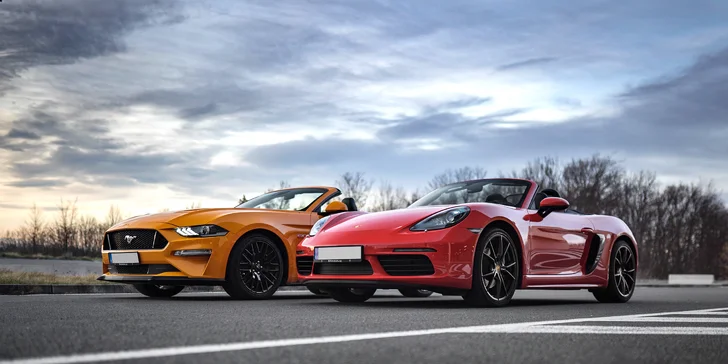 20–120 min. řízení nového Porsche 718 a Mustangu GT 5.0 Cabrio
