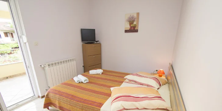 Dovolená na Istrii: apartmány až pro 4 os., 10 minut na pláž, termíny do konce října