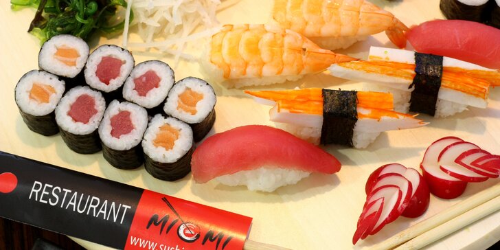 Sushi sety s 21–70 kousky: nigiri, maki i roll s krevetami, lososem či tuňákem