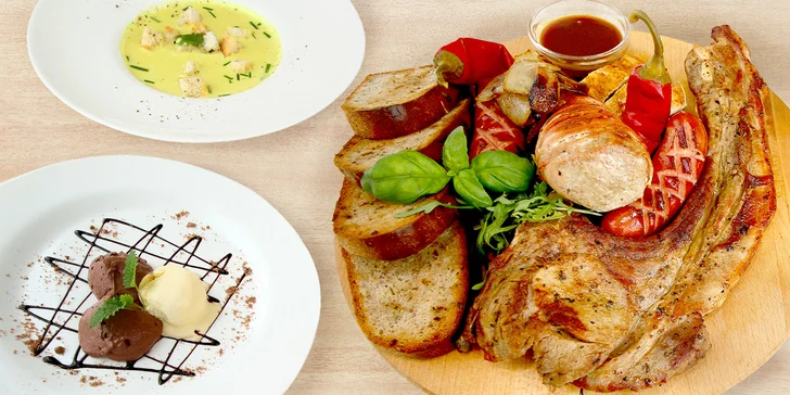 Menu Oderberg: polévka, masové prkno, dezert a pivo i pivní lázně pro 2