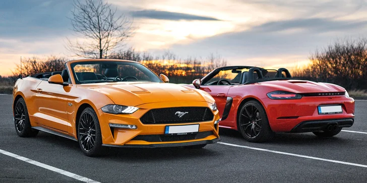 20–120 min. řízení nového Porsche 718 a Mustangu GT 5.0 Cabrio