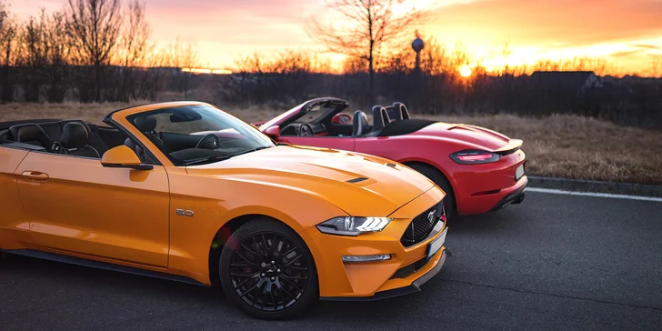 20–120 min. řízení nového Porsche 718 a Mustangu GT 5.0 Cabrio