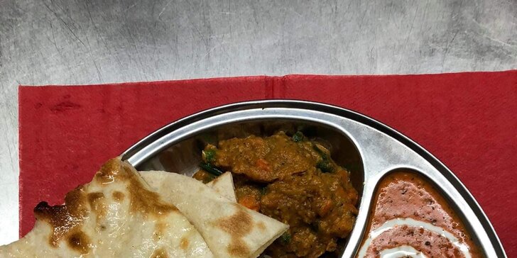 Indické menu pro 2 os. v centru Znojma: výběr z 22 hlavních jídel, sýr paneer či kuřecí, pakora
