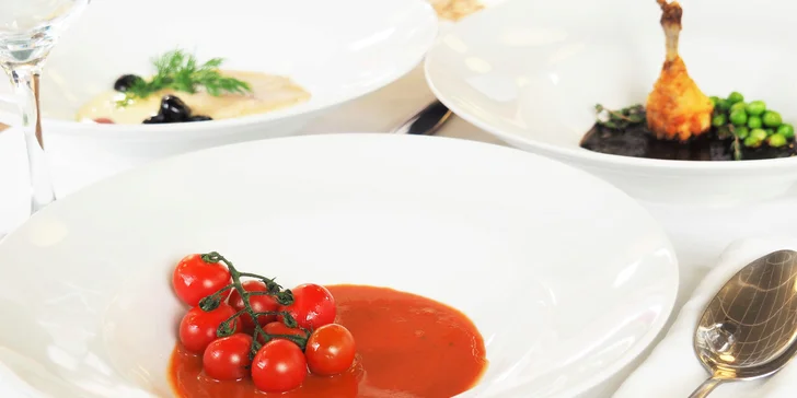 7chodové degustační menu pro dva: telecí tataráček, flank steak i vepřová panenka