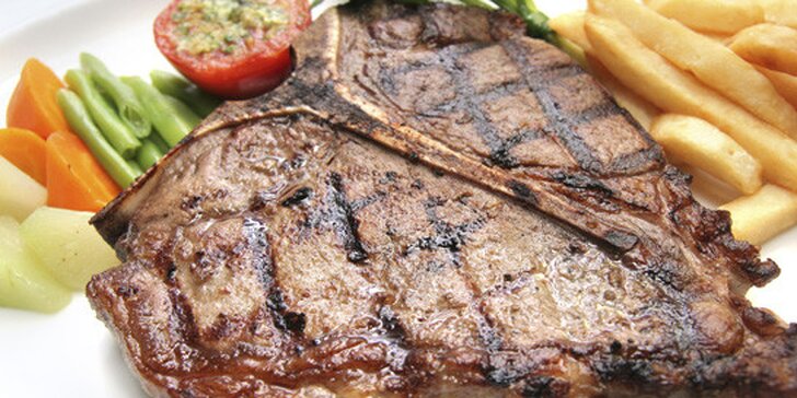199 Kč za mega porci T-bone steaku s grilovanou paprikou a rajčetem. Něco pro opravdové fajnšmekry ve stylové Irské hospodě se slevou 53 %.