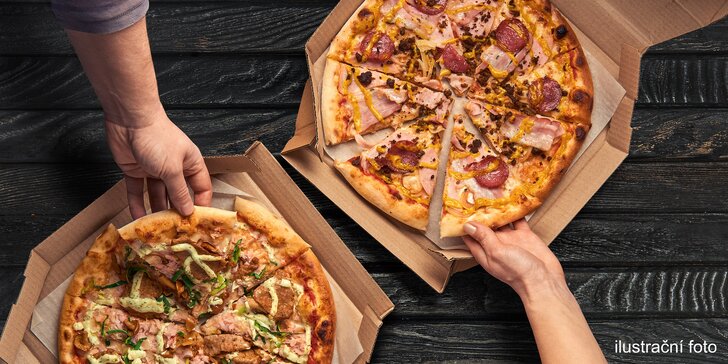 Dvě pizzy podle výběru ze 32 druhů s rozvozem po celém Brně