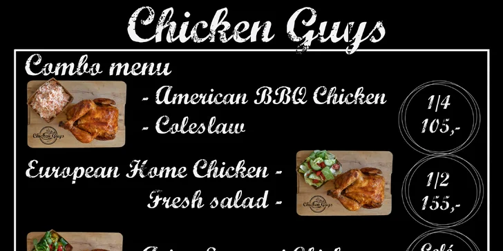 20% sleva na celý sortiment Chicken Guys Luka: grilovaná kuřata a přílohy s sebou
