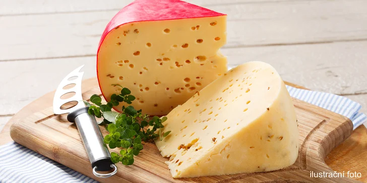 Velký či malý balíček sýrů: gouda s pestem i bylinkami a fíkový i brusinkový dip