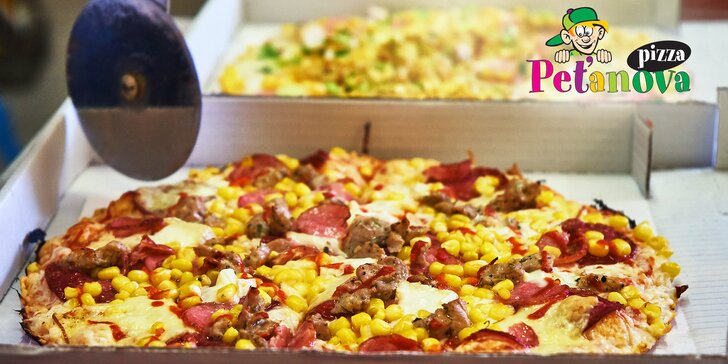 2 poctivé Peťanovy pizzy: na výběr 14 druhů, v ceně rozvoz i krabice