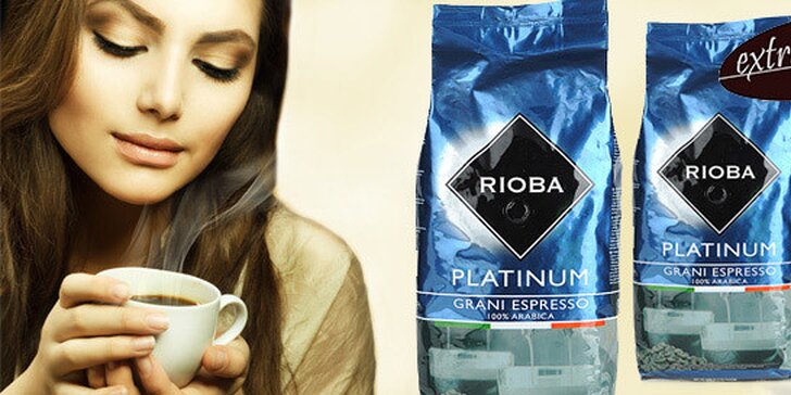 2 kg kvalitní zrnkové kávy RIOBA Platinum